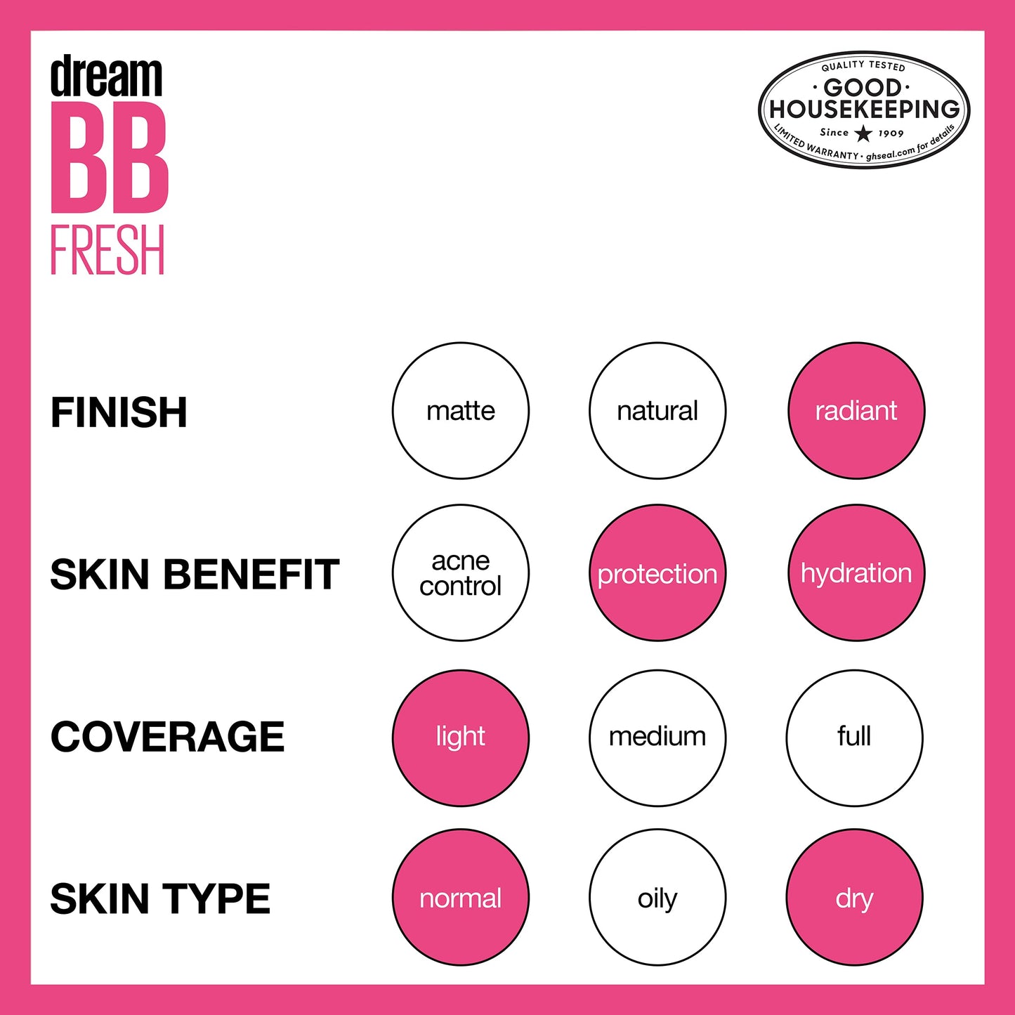 Maybelline Dream Fresh Skin Hydrating BB cream, 8-in-1 Skin Perfecting Beauty Balm with Broad Spectrum SPF 30, Sheer Tint Coverage, Oil-Free, Light/Medium, 1 Fl Oz