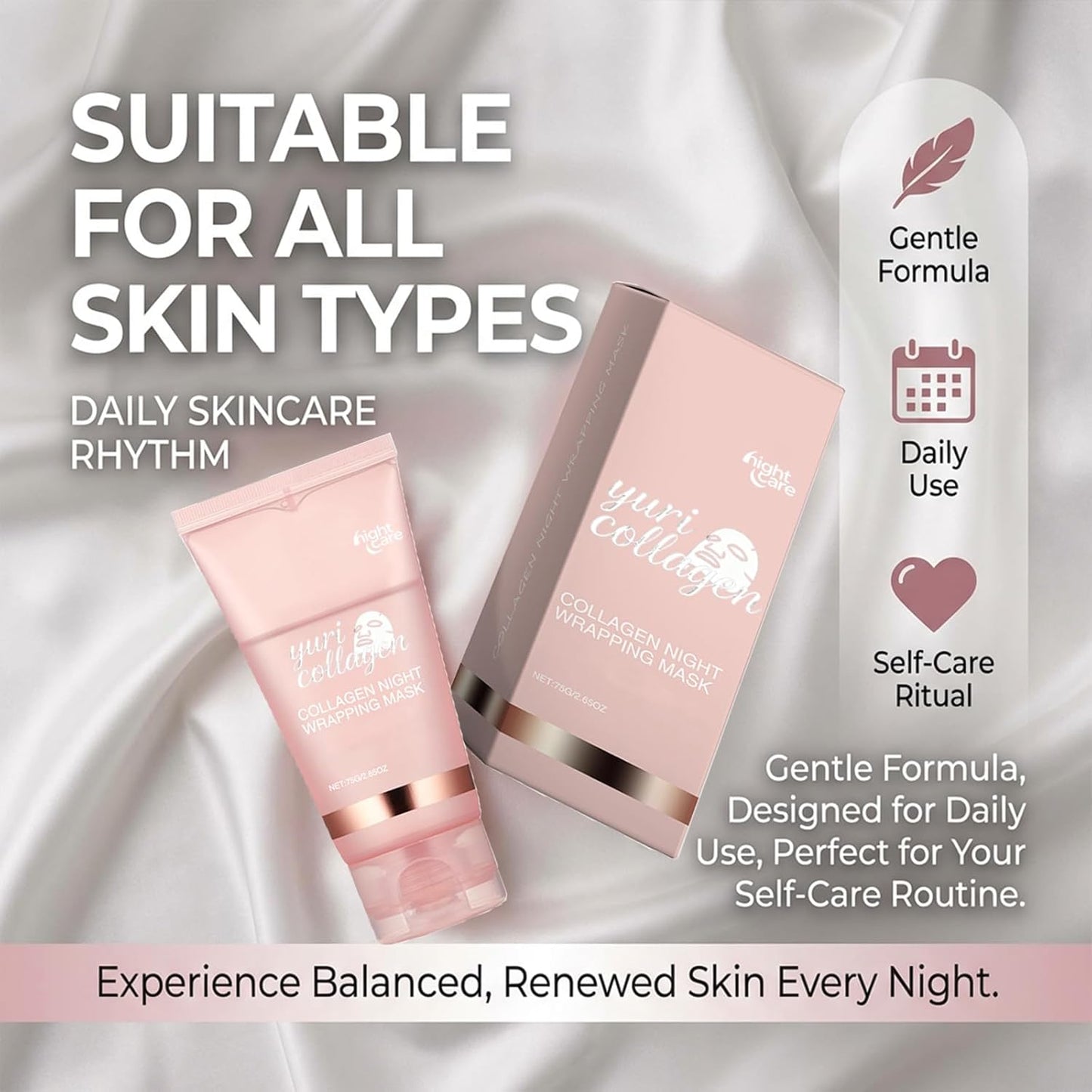 Skiennix Night Wrapping Mask - Collagen-Infused Overnight Peel-Off Facial Mask for All Skin Types