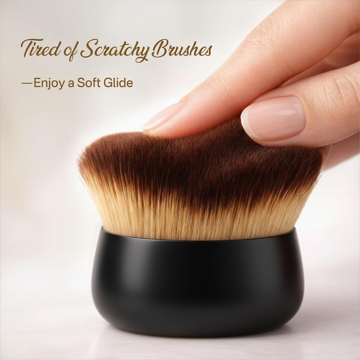 Skiennix Kabuki Self Tanner Brush - Large Vegan Body Makeup Brush for Even Coverage, Black