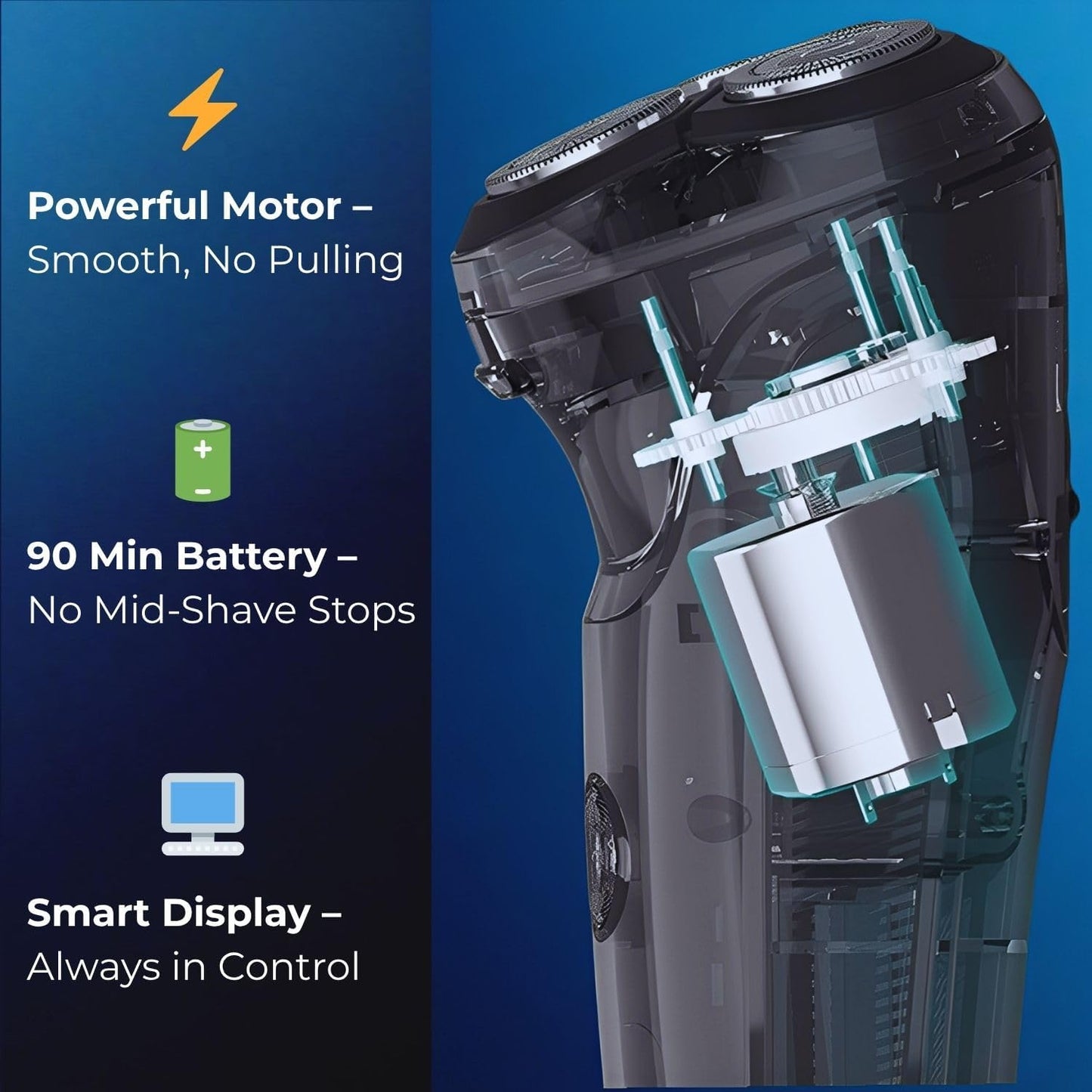 Skiennix 2-in-1 Electric Rotary Shaver for Men - 4D Floating Heads, USB Rechargeable, Waterproof with LCD Display