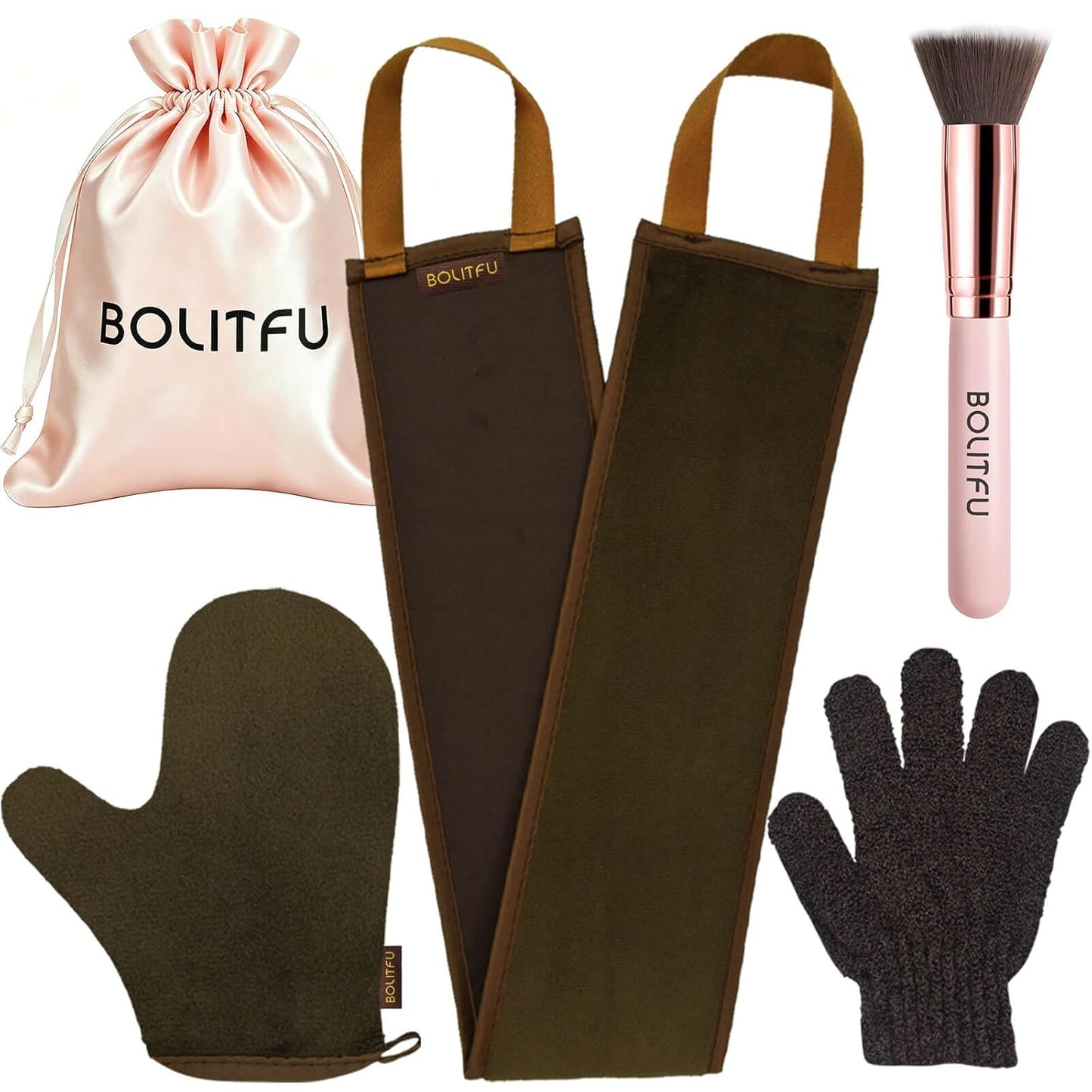 Skiennix Self Tanning Mitt Applicator Kit - Includes Exfoliating Glove & Face Tanner Brush | 4 Pack
