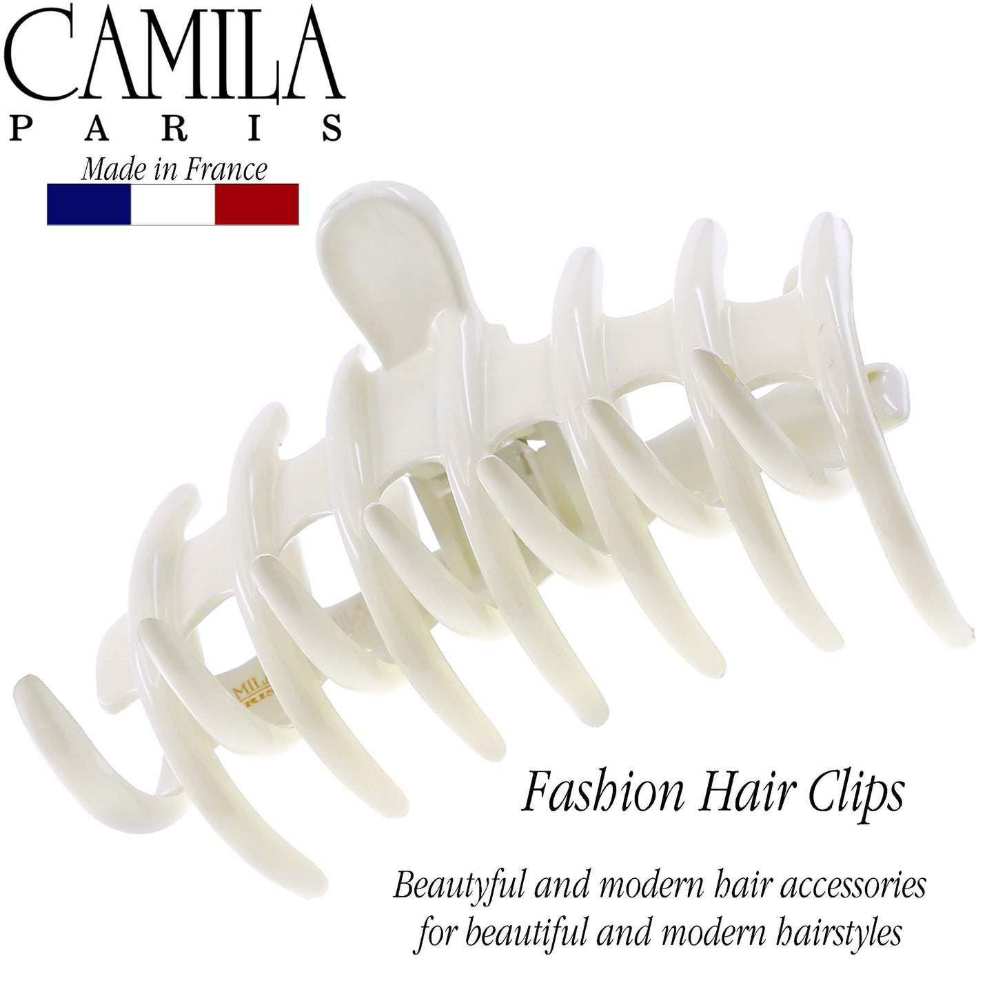 Camila Paris CP3486 French Medium Hair Clips for Women Thick Hair for Long Curly Wavy Hair, Girls Hair Claw Clip, Durable Styling Big Claw Clip for Thick Hair, Strong Hold No Slip Grip, Made in France