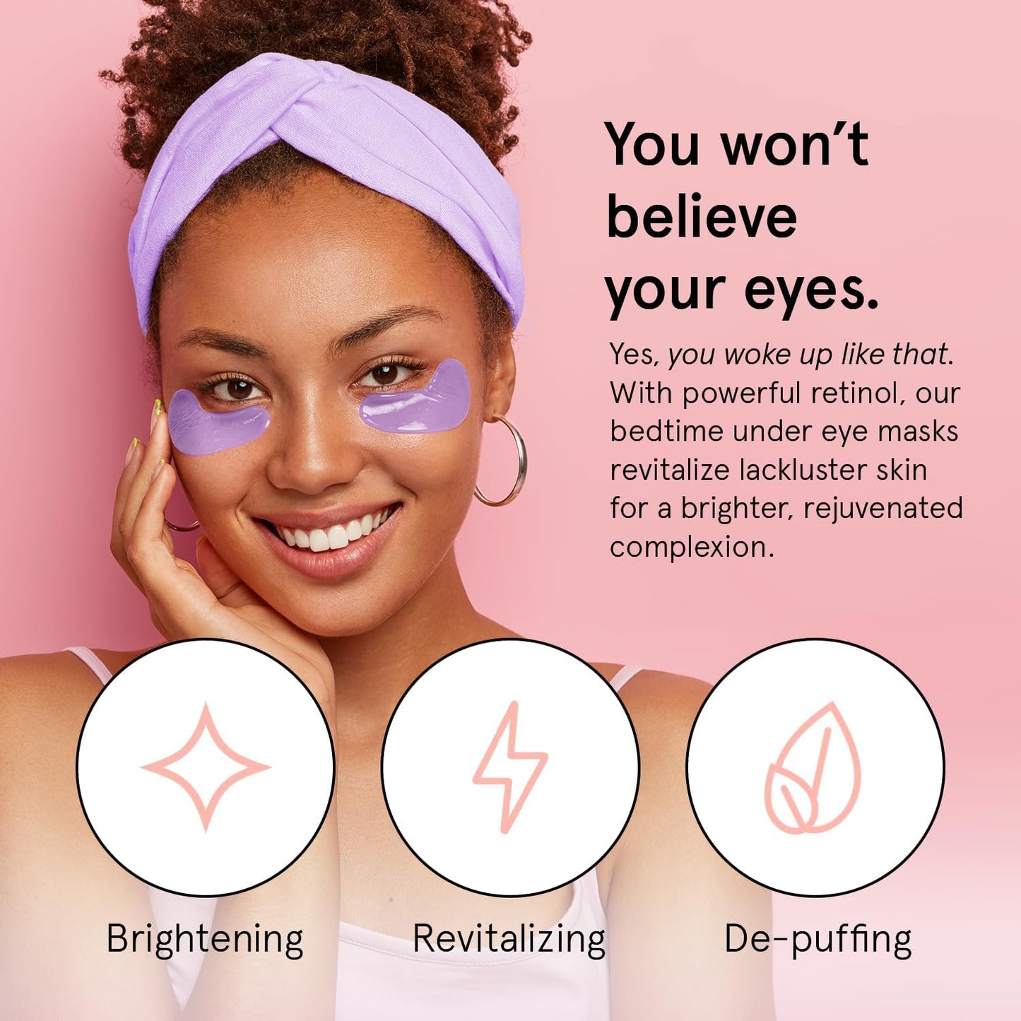 Grace & Stella Retinol Under Eye Patches - Reduce Puffiness & Dark Circles | Vegan Gel Masks (Purple, 6 Pairs)