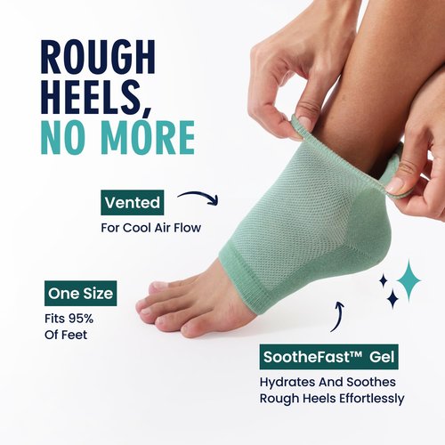 Dr. Frederick's Moisturizing Heel Socks - Olive Oil & Vitamin E Infused for Dry Cracked Heels - 2 Pairs - Green Aloe