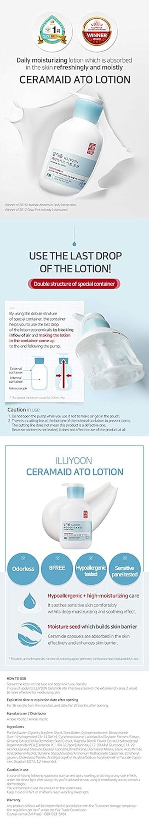 ILLIYOON Ceramide Ato Lotion Set - Nourishing Hydration for Sensitive Skin | 17.9 OZ