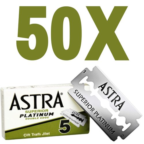 Astra Platinum Safety Razor Blades - 50 Premium Double Edge Blades for a Smooth Shave
