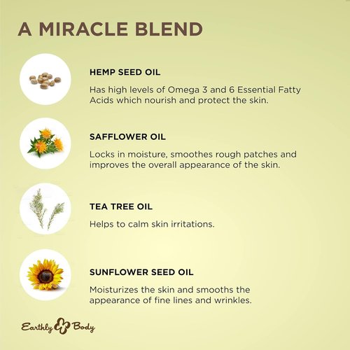 Earthly Body Miracle Oil - Nourishing Tea Tree Crème with Hemp Seed & Safflower Oils | 4 oz - Vegan & Cruelty-Free