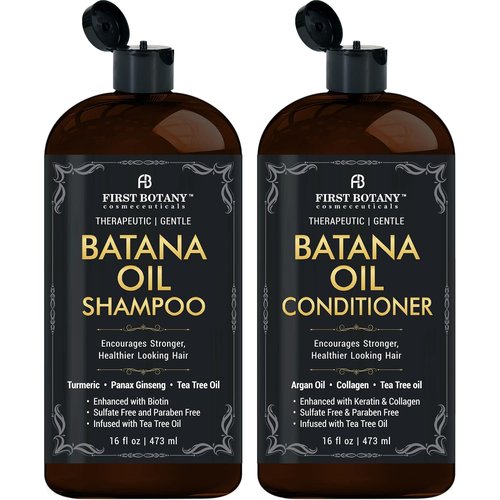 Batana Oil Shampoo & Conditioner | Fights Hair Loss & Dandruff - Sulfate Free - 16 fl oz x 2