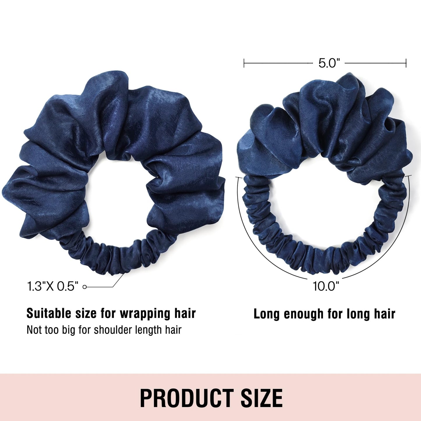 BLINKEEN Heatless Curling Scrunchie, Heatless Hair Curler to Sleep In, No Heat Curls for Long Hair, Soft Sleep Hair Roller (Navy blue)