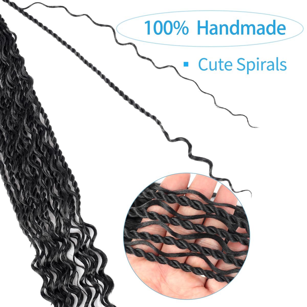 Senegalese Twist Crochet Hair with Curly Ends 18 Inch Natural Black Boho Island Twist Crochet Braids Boho Goddess Twist Crochet Hair for Black Women(9Packs, 1B)