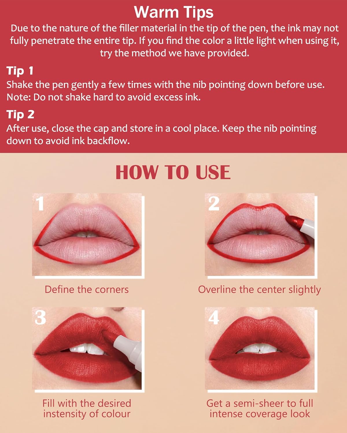Skiennix Lip Stain Liner Pen Set | 4 Pcs Hydrating Lip Liner Kit with Long-Lasting Waterproof Matte Finish