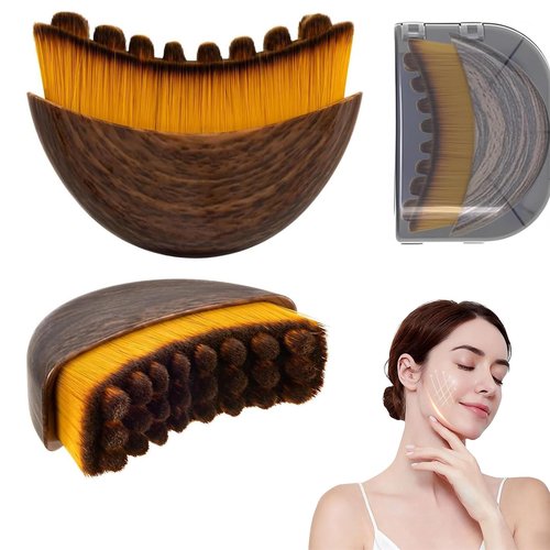 Fvaql Lymphatic Contour Face Brush, Facial Lymphatic Drainage Massage Tool for Jawline Sculpting & Puffiness Reduction, Soft Face Dry Brushing Massager for Women Daily Skin Care