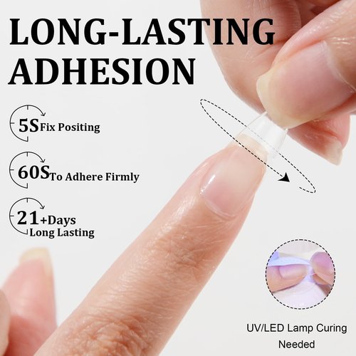 EODCI Gel Nail Tips Glue, 15ml Nail Glue Gel Soak Off Glue Super Strong Nail Glue U V Cured Needed Acrylic Nail Gel for Nails Extension Fake Nails Press On Nails