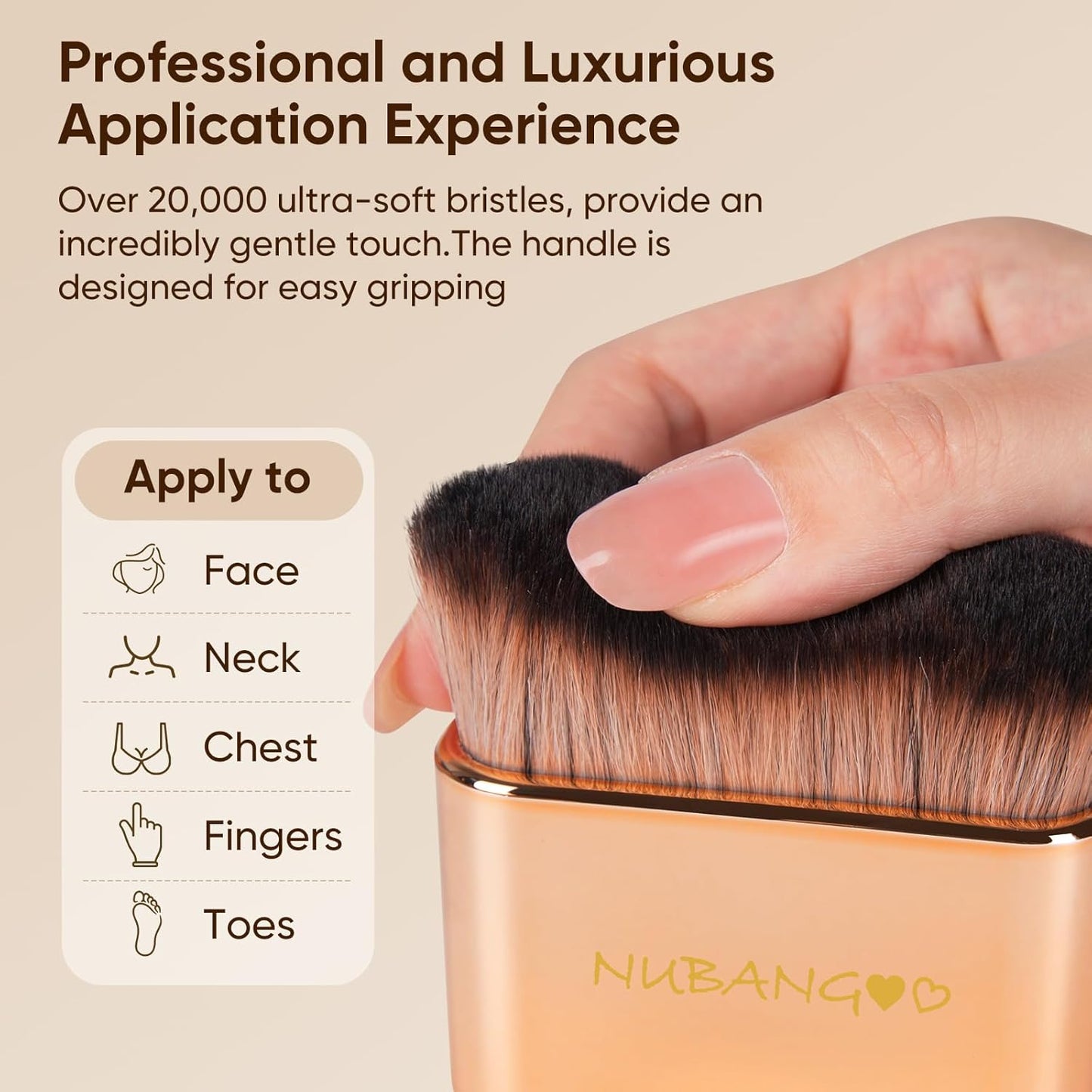 Skiennix Professional Kabuki Foundation Brush - Versatile Makeup Tool for Cream, Powder & Self Tanning (Pink Gold)