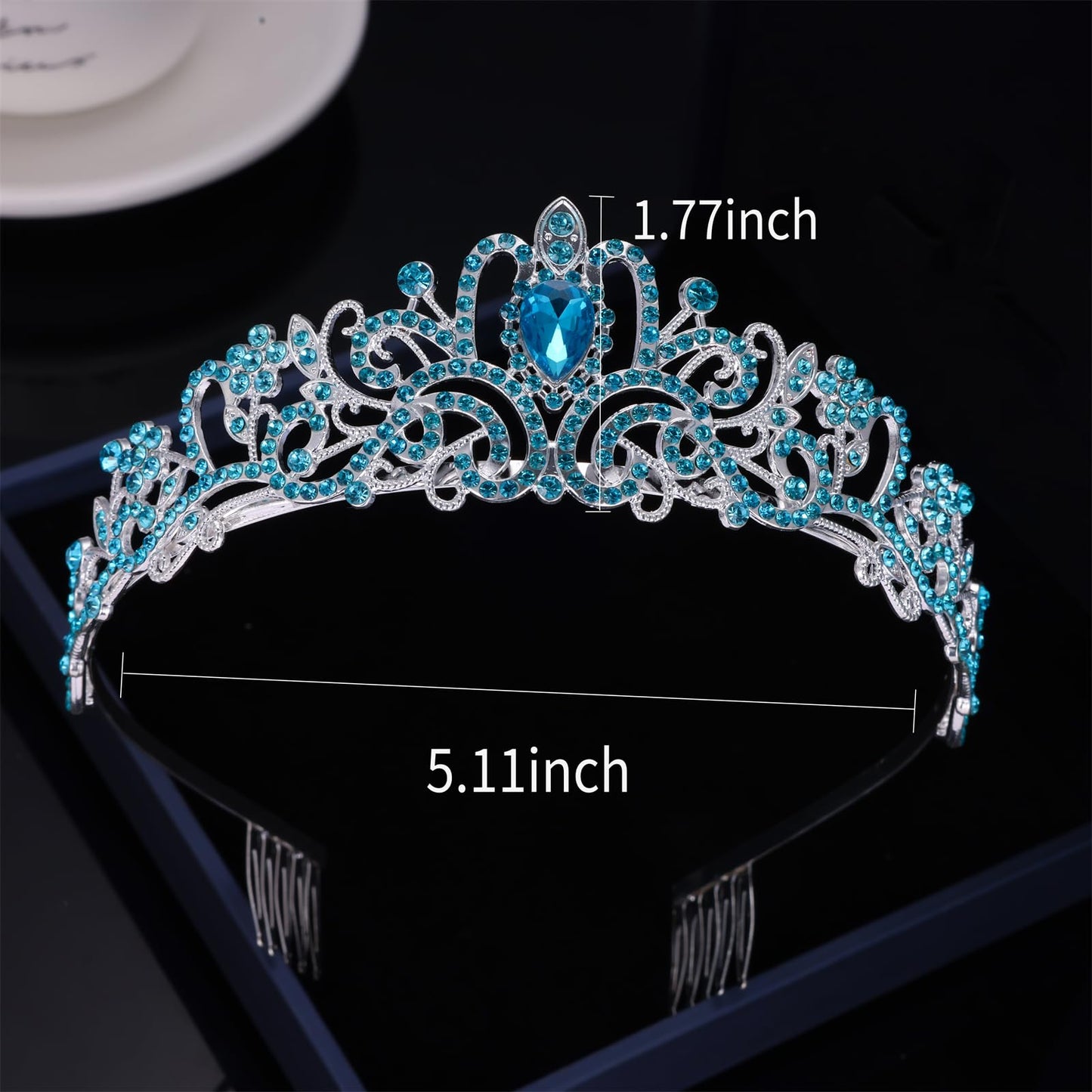 Kamirola - Crystal Tiara Crowns For Women Princess Elegant Crown with Combs Women's Headbands Bridal Wedding Prom Birthday Party Headbands for Women (Light Blue)