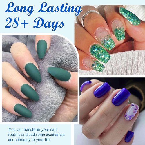 MTSSII 18 PCS Gel Nail Polish Set, Green Blue Gel Nail Polish Soak Off UV Polish For All Season Nail Art Salon Or Home Gift For Women