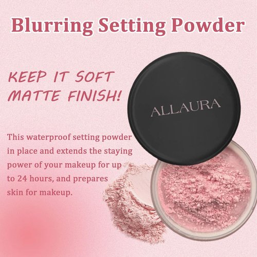 Allura Beauty Blurring Powder, Blurring Setting Powder By Allura, Allura Beauty Pink Setting Powder, Allura Blurring Setting Powder, Blurring Powder Pink for All Skin Tones (pink*2)