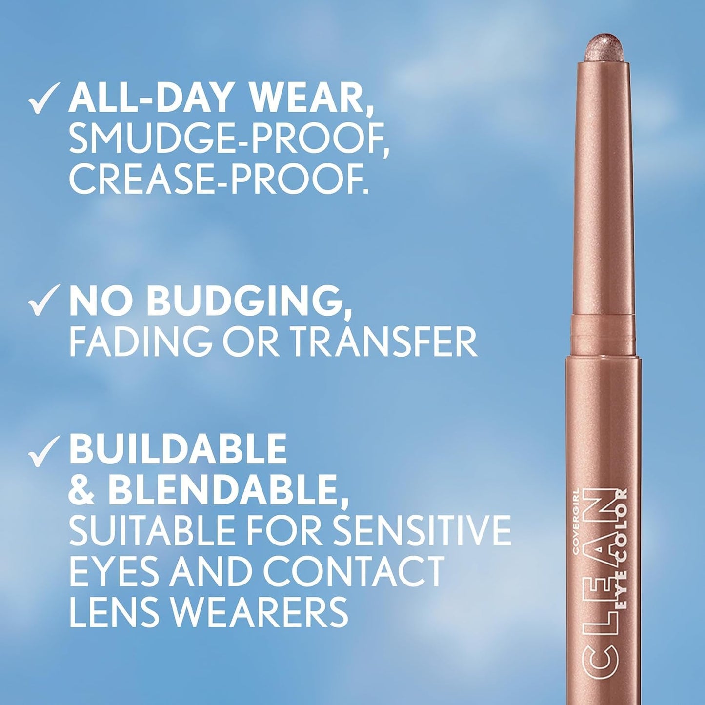CoverGirl Clean Eye Color Eyeshadow Sticks - French Violet, Ultra Creamy & Long-Lasting, 0.05oz
