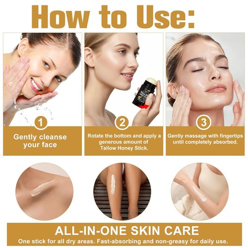 NIFEISHI Organic Beef Tallow Balm Stick - 100% Grass Fed Moisturizer for Dry Skin | 2.6 Fl Oz