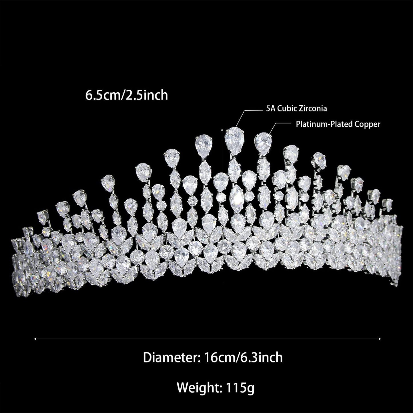 QXMYOO Tall Wedding Tiaras Cubic Zirconia Queen Pageant Crowns CZ Sweet 16 Birthday Quinceanera Headpiece Bridal Hair Accessories Silver Gold Jewelry Gifts for Women (Gold 2)