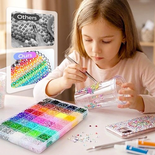 Bedazzler Kit with Rhinestones, Colorful DIY Resin Rhinestone Kit for Bedazzling, Resin Jelly Rhinestones for Bedazzling Kit for Diamond Art Bedazzled Nail Art Crafting Makeup (24000)