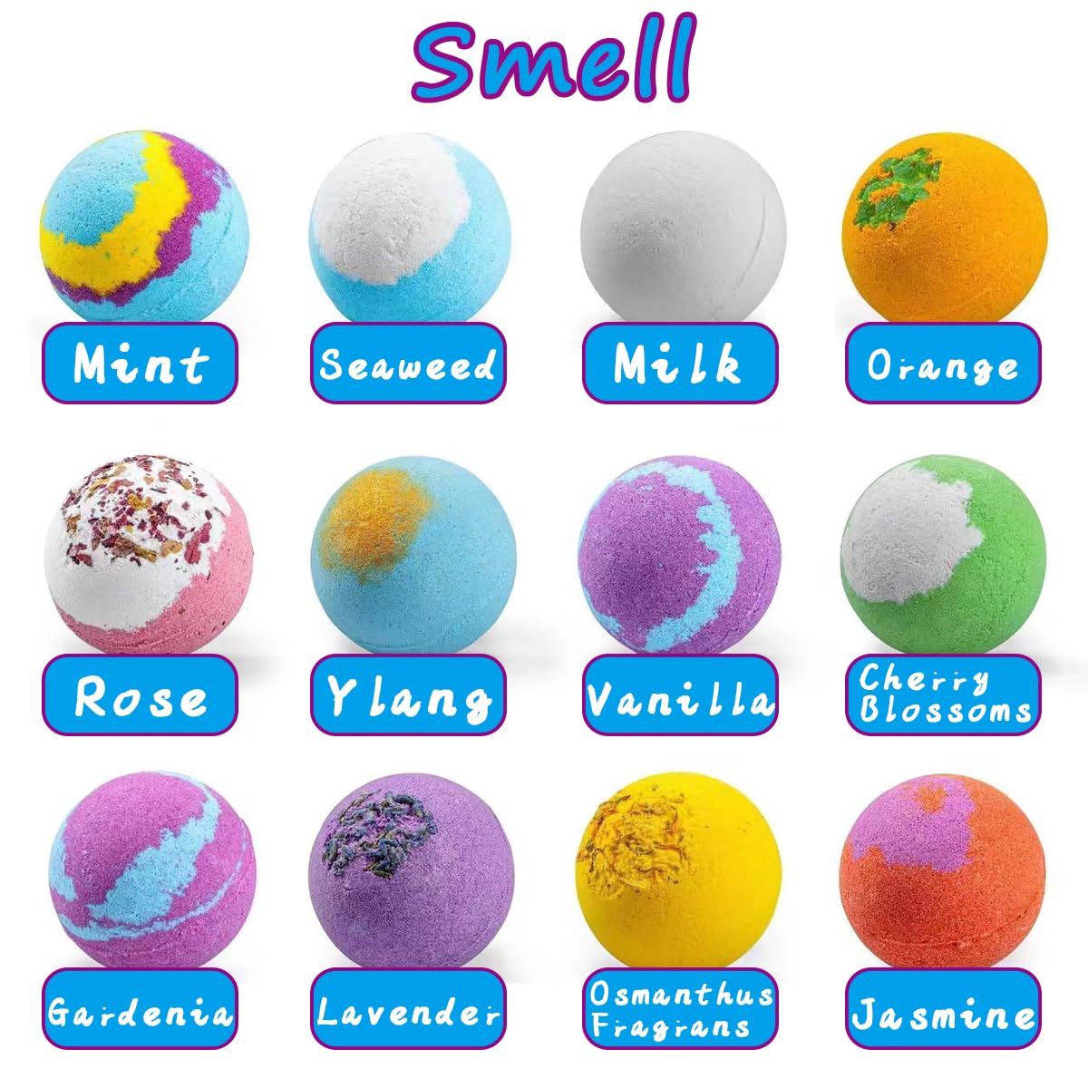 Kanehosi Bath Bombs for Kids & Woman, 12Pcs Organic Bubble Bath Bombs Beautiful Gift Set for Birthday Thanksgiving Christmas Valentine's Day