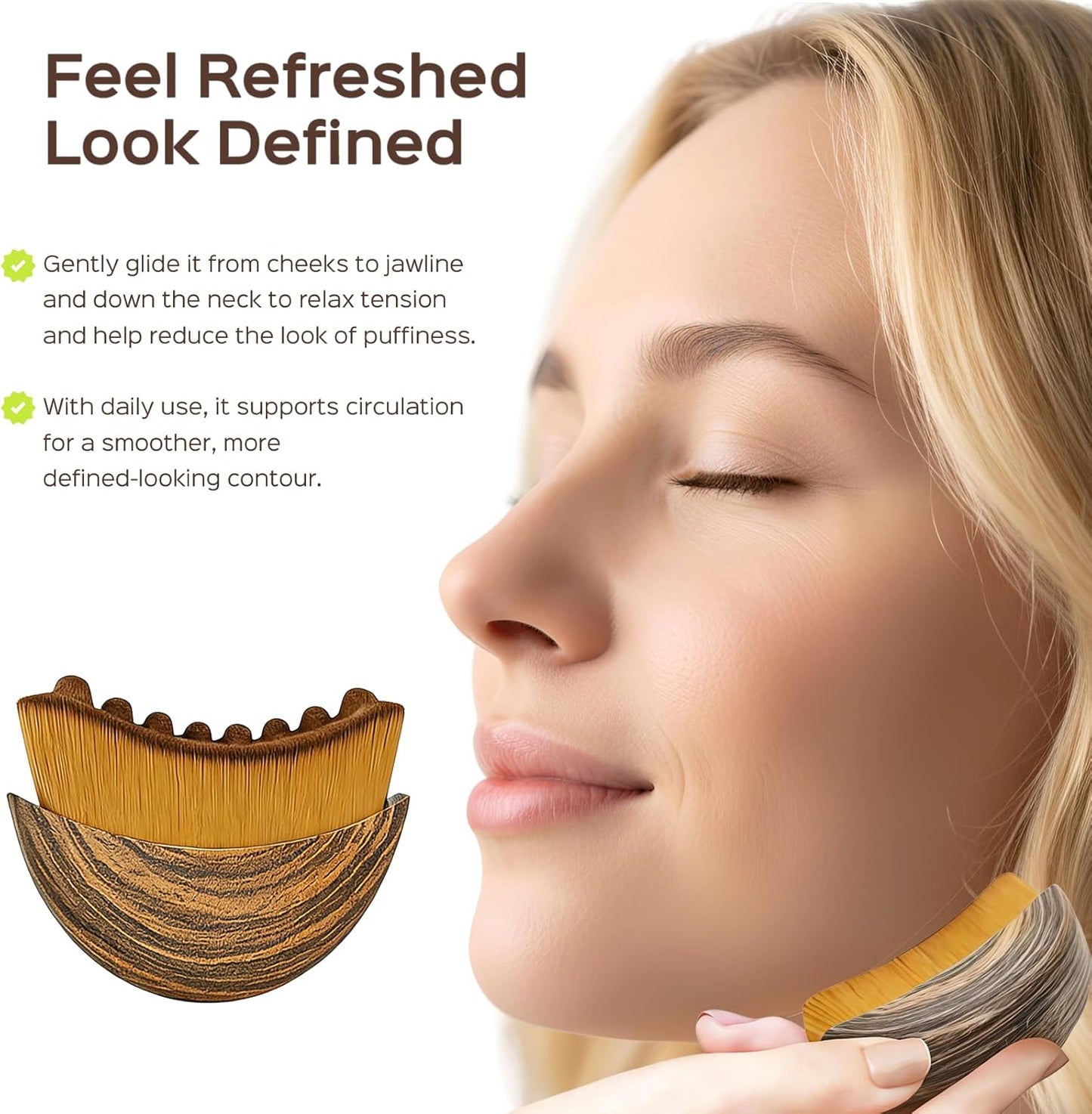 Skiennix Lymphatic Contour Face Brush - Ergonomic Gua Sha Tool for Jawline Sculpting | 2PCS in Brown