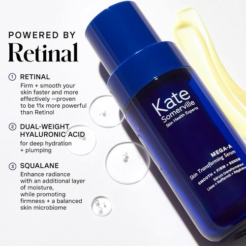 Kate Somerville Mega-A Skin Transforming Serum - Anti-Aging Hyaluronic Acid for Smooth Skin, 1 Fl. Oz
