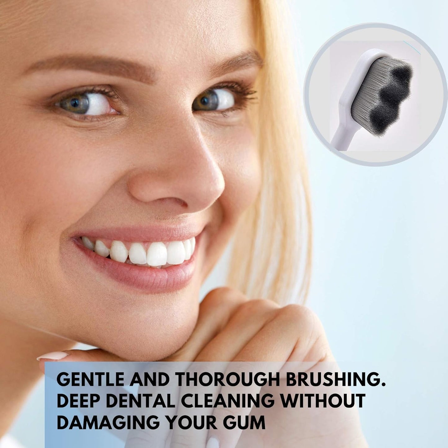 Wimolek Extra Soft Toothbrush - Micro Nano Bamboo Charcoal Bristles for Sensitive Gums | 2 Pack - Black Wave