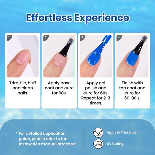 Beetles Blue Gel Polish Set Gel Nail Polish 6 Colors Light Baby Dark Navy Blue Soak off Uv Led Lamp Needed Manicure DIY Home Gifts for Women Ocean Range