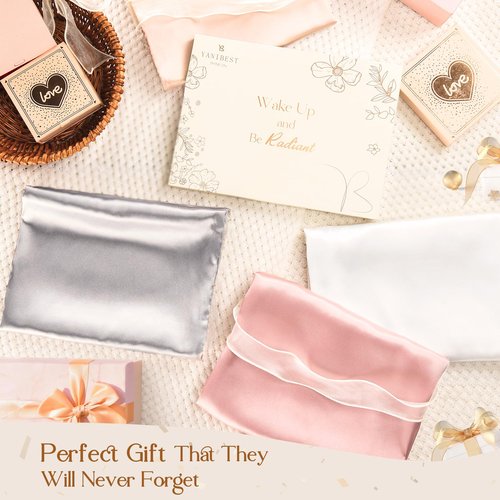 Yanibest Satin Pillowcase, Silk Pillow Cases for Hair and Skin with Zipper, Queen Pillow Cases Set of 2 for 20"x30", Exquisite Packaging for Women Men