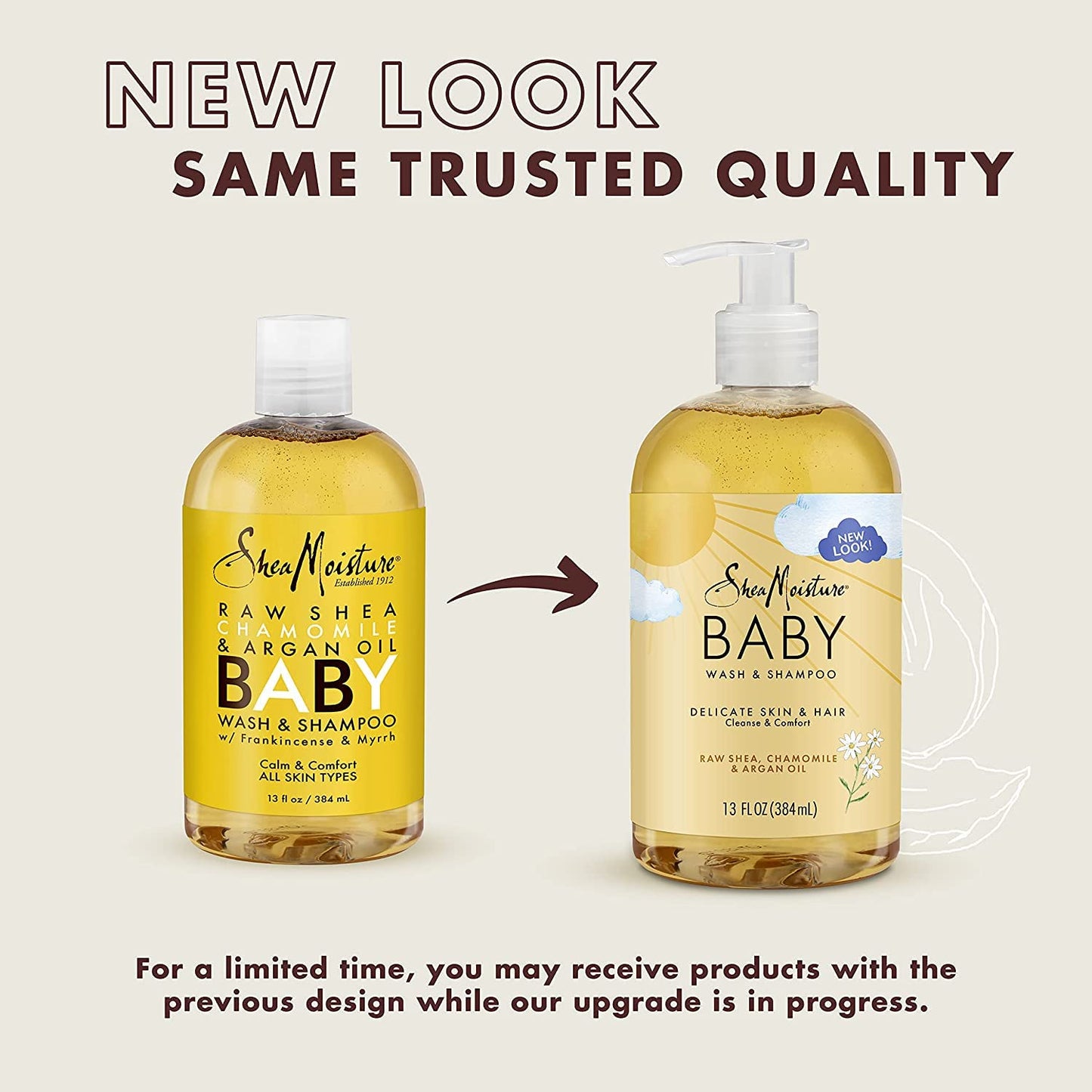 SheaMoisture Baby Wash & Shampoo - Raw Shea, Chamomile & Argan Oil for All Skin Types | 13 oz Gold