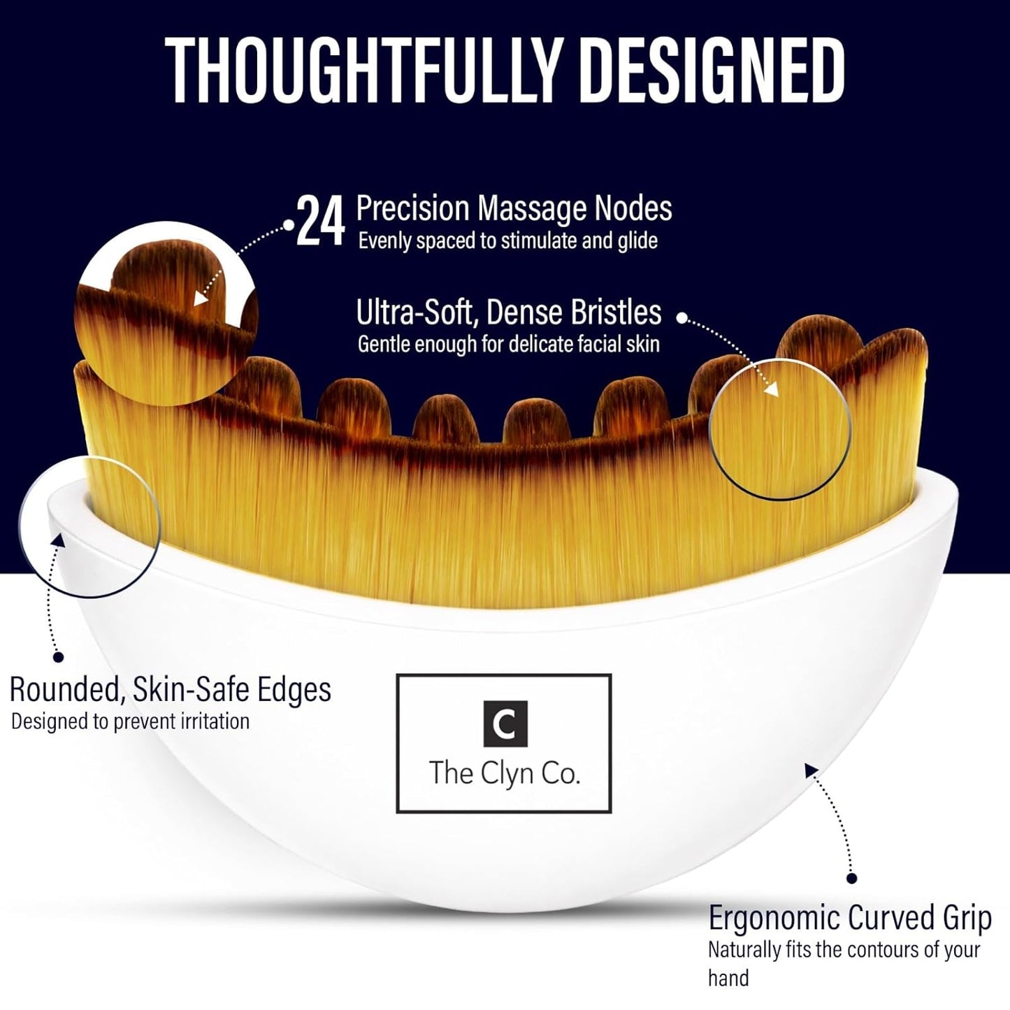 Skiennix Lymphatic Contour Face Brush - Ultra Soft Bristles & Ergonomic Handle for Radiant Skin