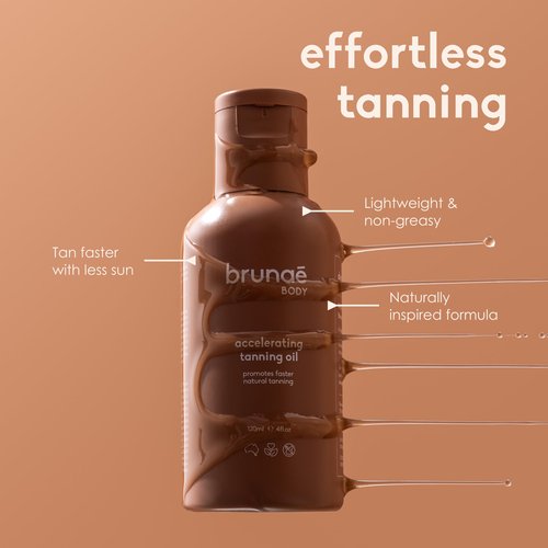 BRUNAE BODY® Dark Tanning Oil [FOR DARKER & FASTER TAN] - Accelerating Formula for Tanning Beds & Outdoor Sun - Tan Enhancer - 14+ Natural Oils with Buriti & Jojoba - 100% Vegan & Australian Made