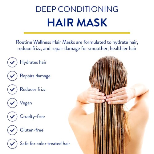 Routine Wellness Deep Conditioning Hair Mask - Hydrating Repair for Dry, Damaged Hair - Coconut & Vanilla 8oz