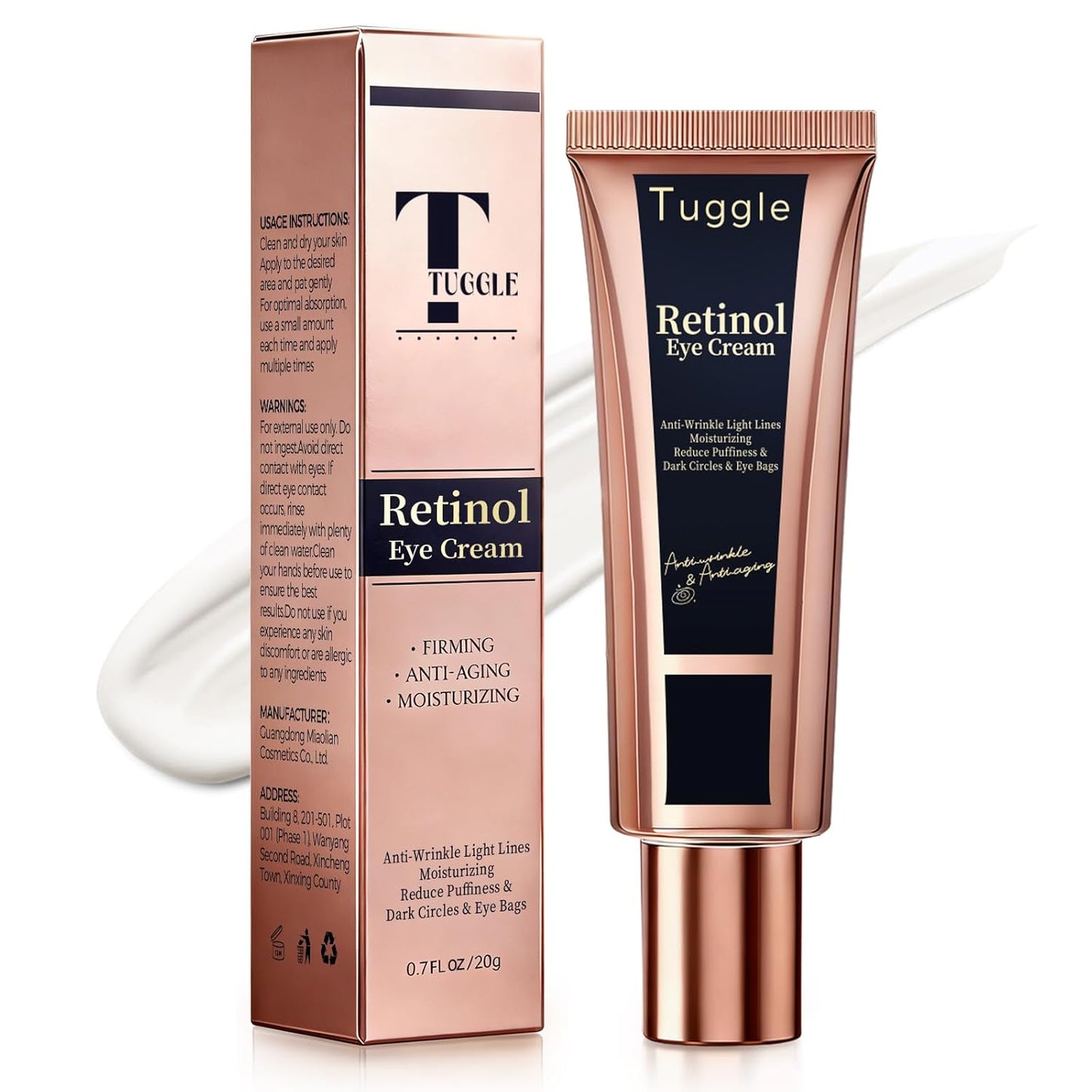 Skiennix Retinol Under Eye Cream - Anti-Aging Formula with Caffeine & Peptides for Dark Circles & Puffiness | 0.7 Fl. Oz