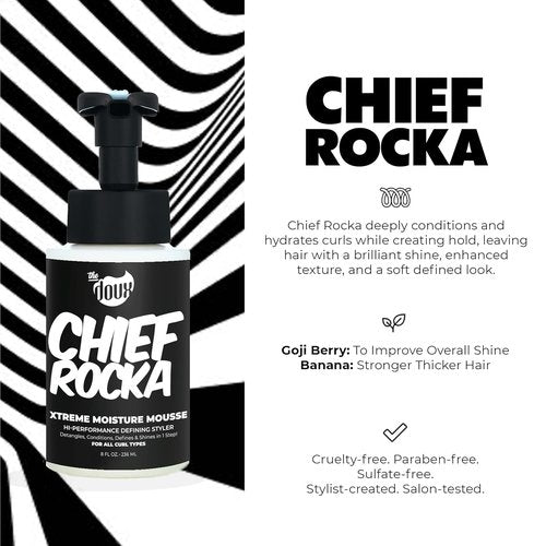 Chief Rocka Xtreme Moisture Mousse - Curl Defining Hair Mousse for Lasting Hold & Frizz Control | 8oz