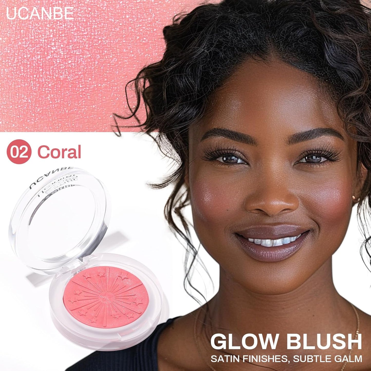 UCANBE Baked Blush Palette - Silky Blendable Powder for a Natural Coral Glow | Long-Lasting Finish