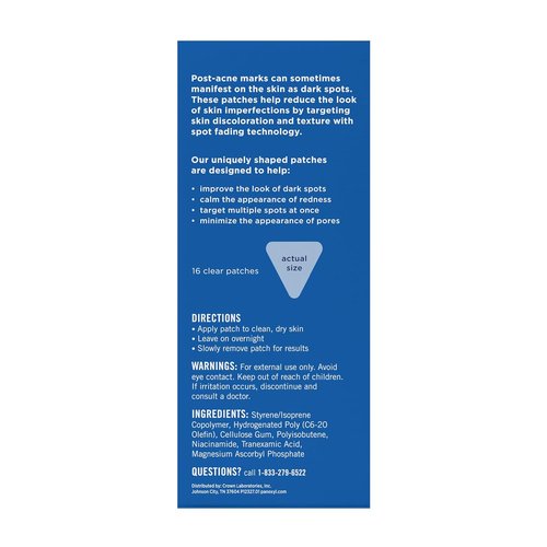 PanOxyl Blemish Brightening Patches - Fade Post-Acne Dark Spots & Reduce Redness | Large Clear, Vegan, 16ct