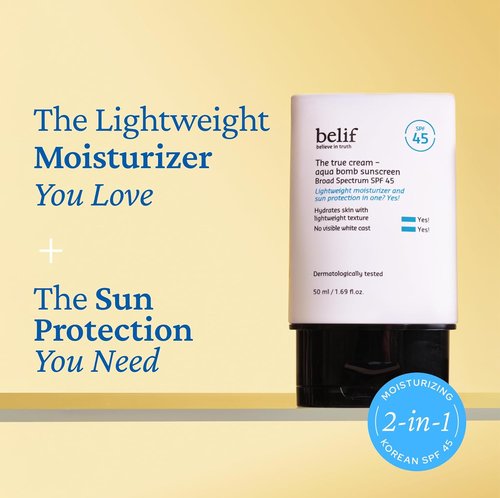 Belif Aqua Bomb Sunscreen SPF 45 - Hydrating Niacinamide Formula, No White Cast, 1.69 fl. oz | Korean Skincare