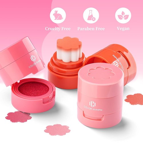 Color Nymph Liquid Blush Trio - Multi-Use Stamp Blush Set for Cheeks & Lips | Hydrating, Long-Lasting Formula - 3-Piece Vegan Makeup Gift Set