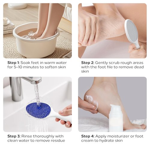 yomanta Foot File, Nano Glass Foot File Callus Remover with Handle, 2-in-1 Foot Scrubber Dead Skin Remover, Gentle Exfoliation Foot Buffer Pedicure Tools for Feet-Blue