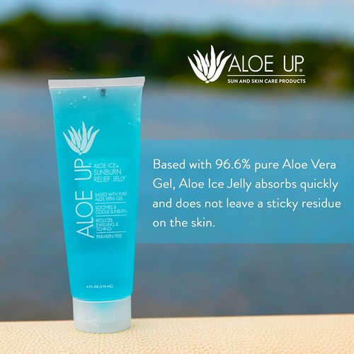 ALOE UP Aloe Vera Gel - Cooling Sunburn Relief for Face & Body | 96.6% Pure, Alcohol & Fragrance Free, 4 Oz