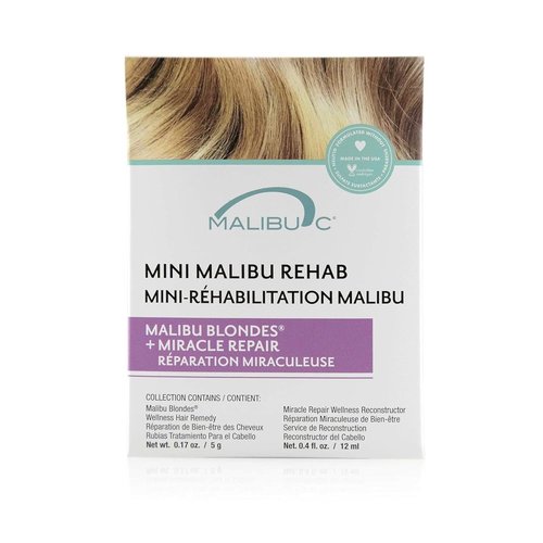 Malibu C Mini Rehab Malibu Blondes | Vitamin Complex Hair Remedy - Restores Vibrancy for Natural & Processed Blondes - 2 Packets