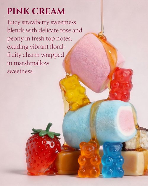 **Pink Cream Eau de Parfum for Women - 1.7 oz Long-Lasting Fragrance with Strawberry, Rose & Musk**
