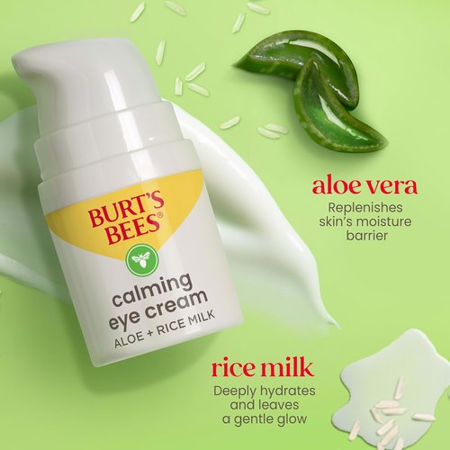 Burt's Bees Calming Eye Cream - Soothes Irritation with Aloe & Rice Milk | 0.5 oz Natural Formula