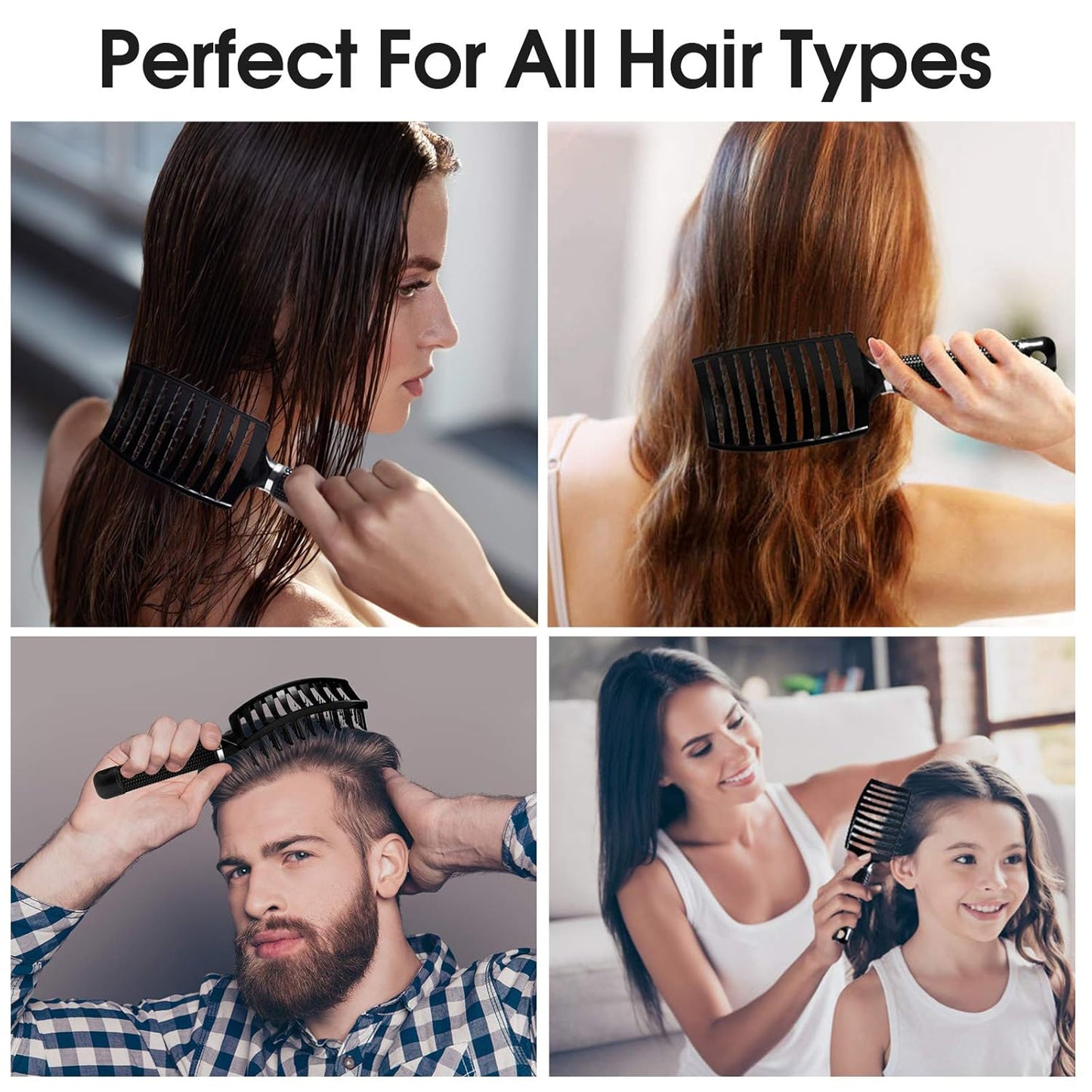 Skiennix Professional Curved Vented Hair Brush - Faster Blow Drying for All Hair Types