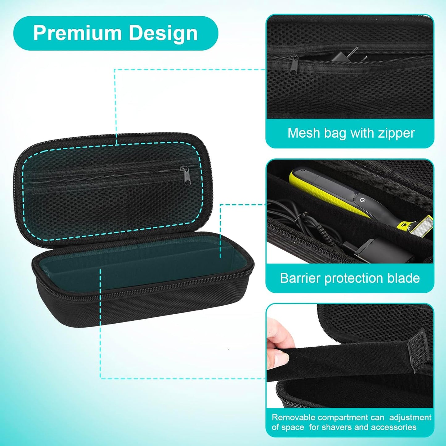 SLODE Hard Travel Case for Philips Norelco OneBlade | Durable Carrying Bag with Handle - Black