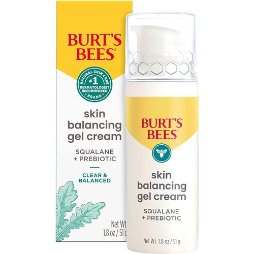 Burt's Bees Gel Moisturizer - Clear & Balanced Skin Balancing Cream with Squalane & Prebiotic, 1.8 oz.