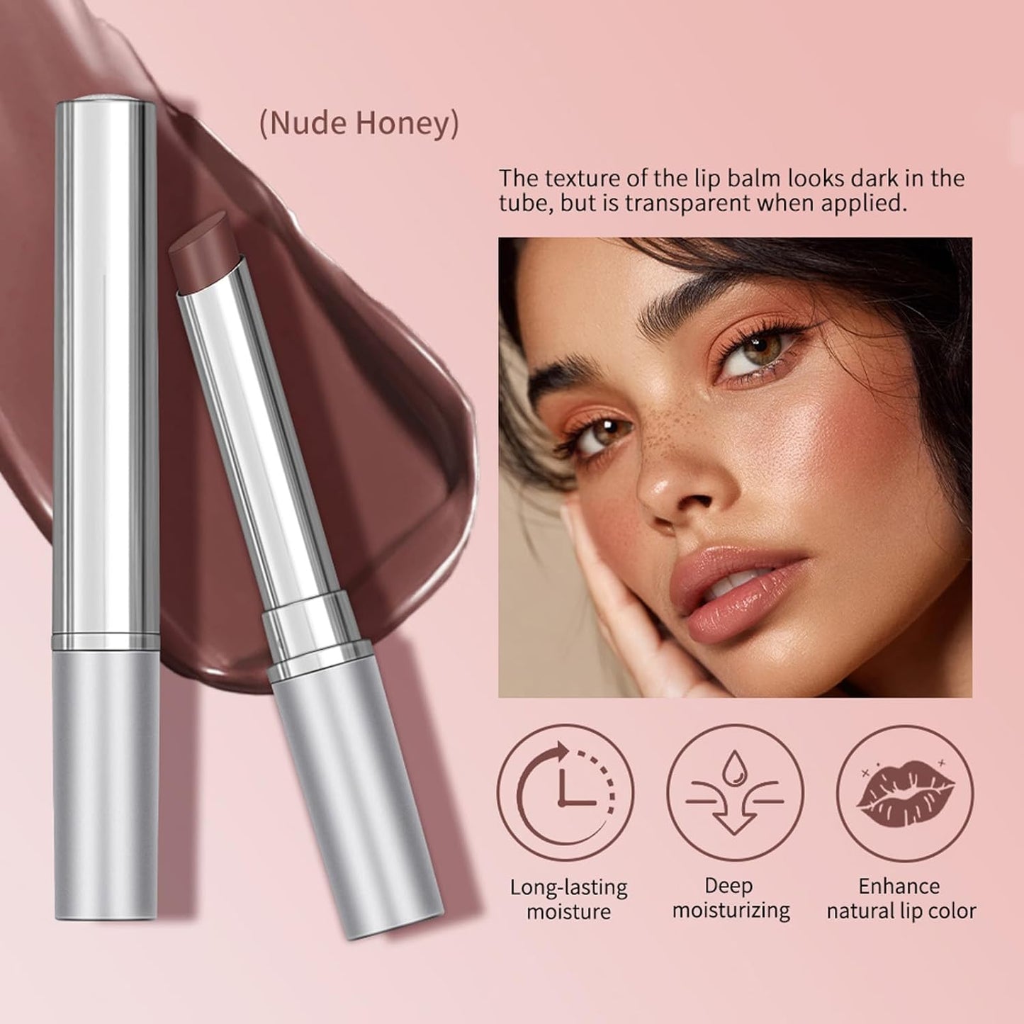 Baisen Diary Honey Lipstick - Sheer Hydrating Tinted Lip Balm for All Skin Tones | Natural Black Cherry Tint (Nude Honey)